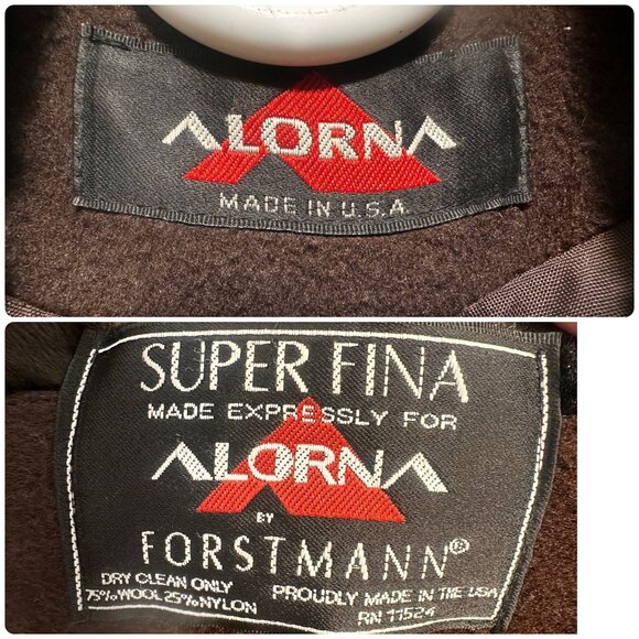Vintage Alorna Faux Fur Trim Wool Penny Lane Coat A-Line XL Brown Retro Old Mone - Picture 3 of 16